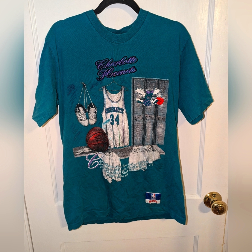Vintage nutmeg Charlotte Hornets embroidered shirt made in USA